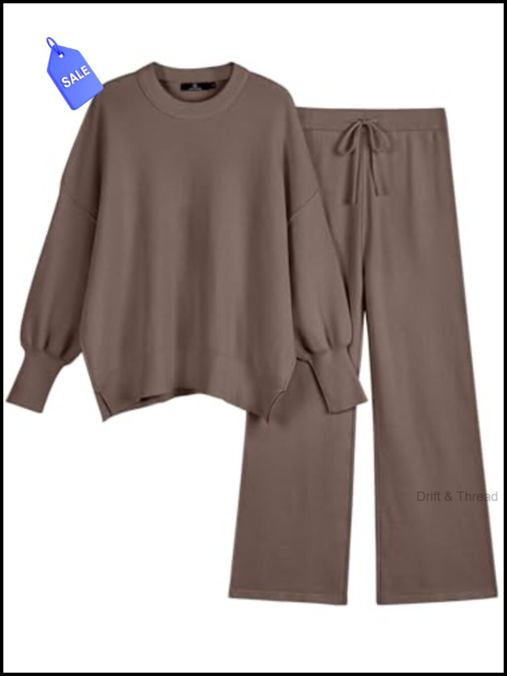 Women 2 Piece Sweater Lounge Set Ribbed Knit Sweatsuit Loungewear